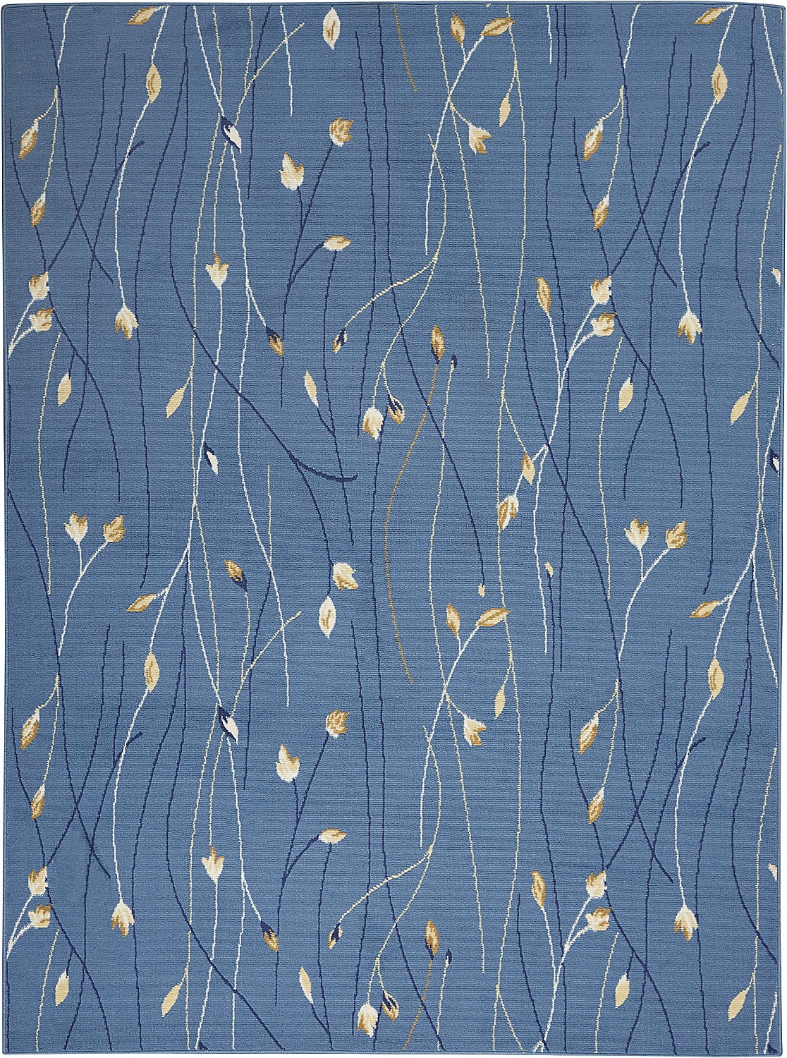 Light Blue Floral Synthetic 5' x 7' Area Rug