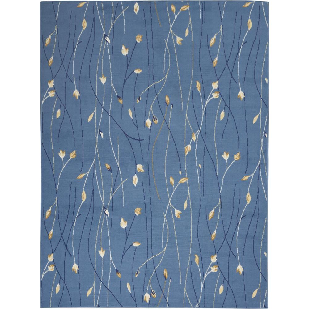 Light Blue Floral Synthetic 5' x 7' Area Rug