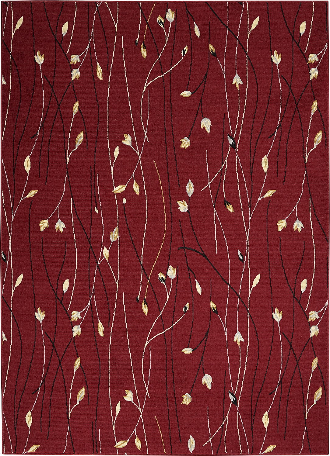 Handmade Red Floral Rectangular Synthetic 5' x 7' Area Rug