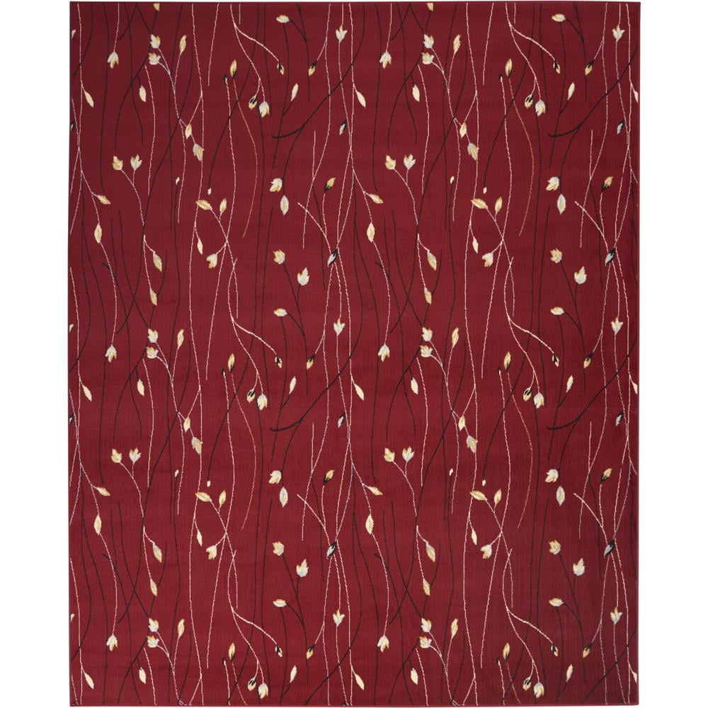 Floral Radiance Red and Grey 8' x 10' Synthetic Area Rug
