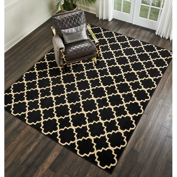 Nourison Grafix Trellis Black 7'10" x 9'10" Area Rug, (8x10)