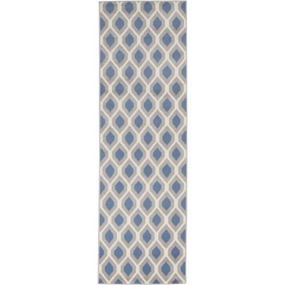 Nourison Grafix Trellis Blue 2'3" x 7'6" Area Rug, (2x8)