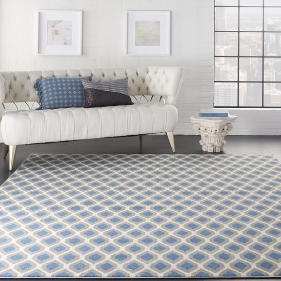 Nourison Grafix Trellis Blue 7'10" x 9'10" Area Rug, (8x10)