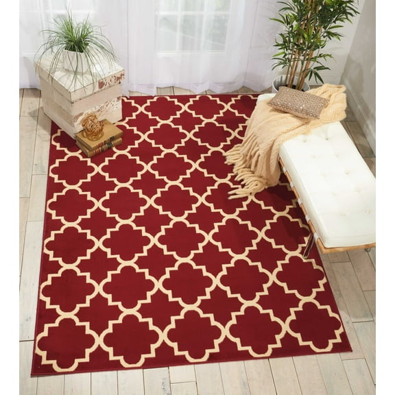 Nourison Grafix Trellis Red 5'3" x 7'3" Area Rug, (5x7)