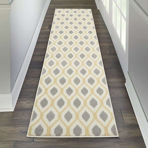 Nourison Grafix Trellis White 2'3" x 7'6" Area Rug, (2x8)