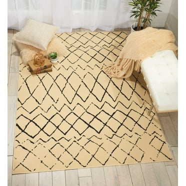 Nourison Grafix Tribal Cream/Black 5'3" x 7'3" Area Rug, (5x7)