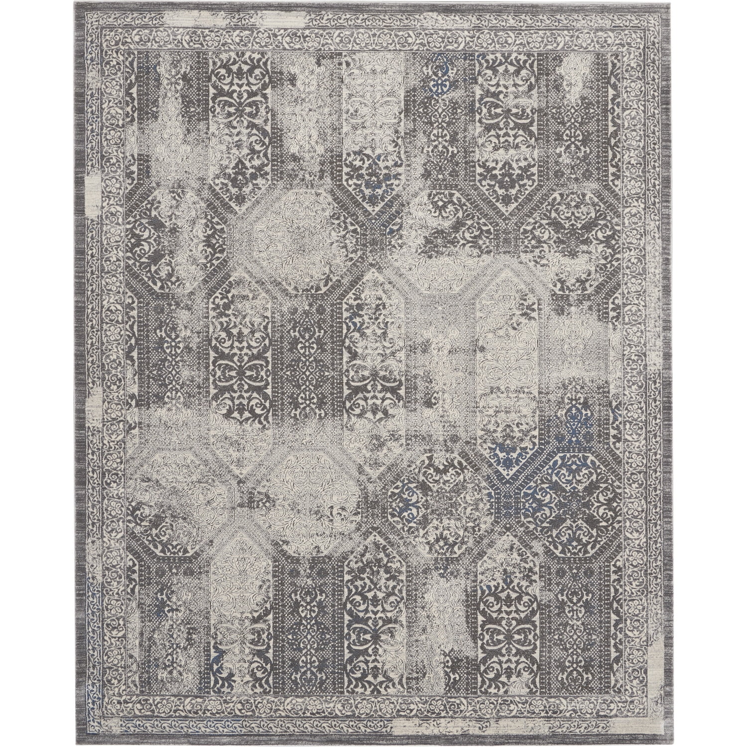 Nourison Grand Expressions Distressed Tiles Indoor Area Rug Grey/Ivory ...