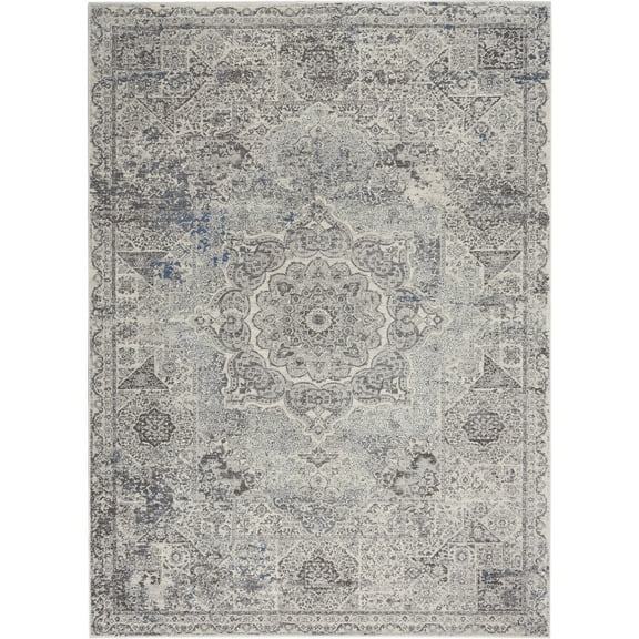 Nourison Grand Expressions Indoor only Area Rug - 5'3" x 7'3" Dark Grey Ivory