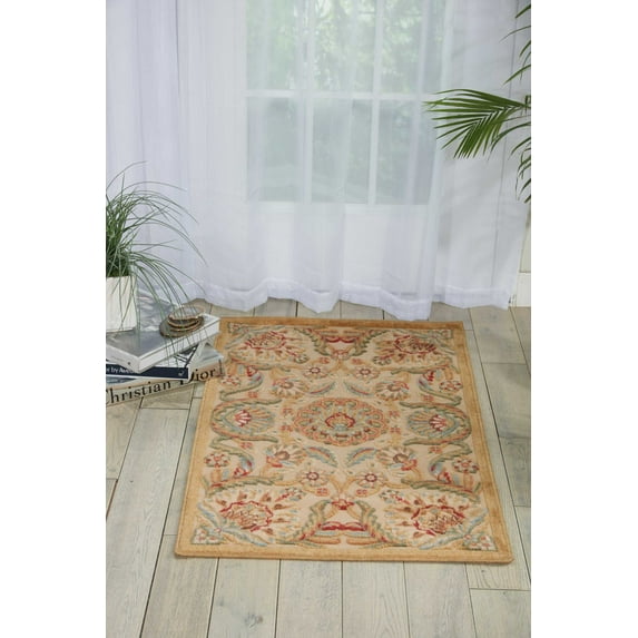 Nourison Graphic Illusions 2'3" x 3'9" Beige Botanical Indoor Rug