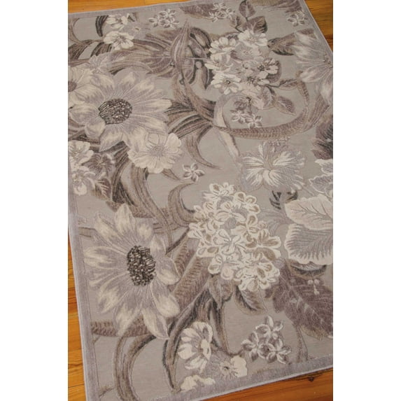 Nourison Graphic Illusions 3'6" x 5'6" Grey Botanical Indoor Rug