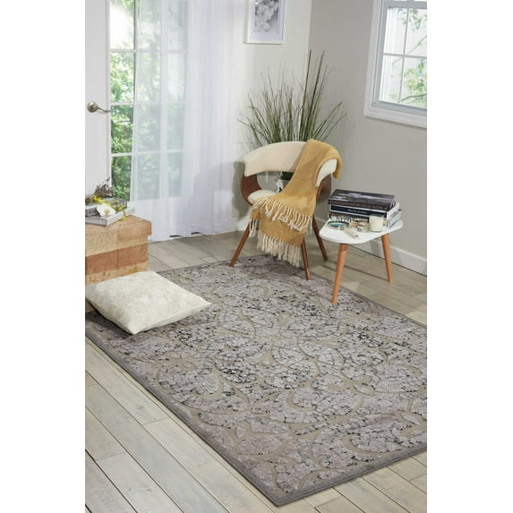 Nourison Graphic Illusions Grey Area Rug GIL05 5'3" x 7'5"