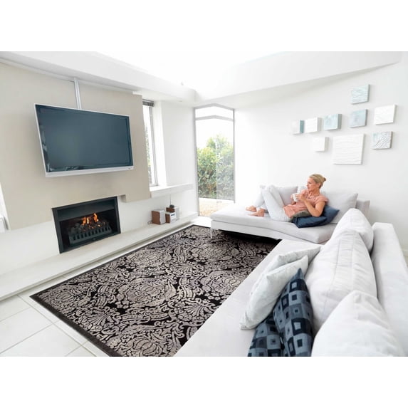 Nourison Graphic Illusions Black Area Rug GIL09 7'9" x 10'10"