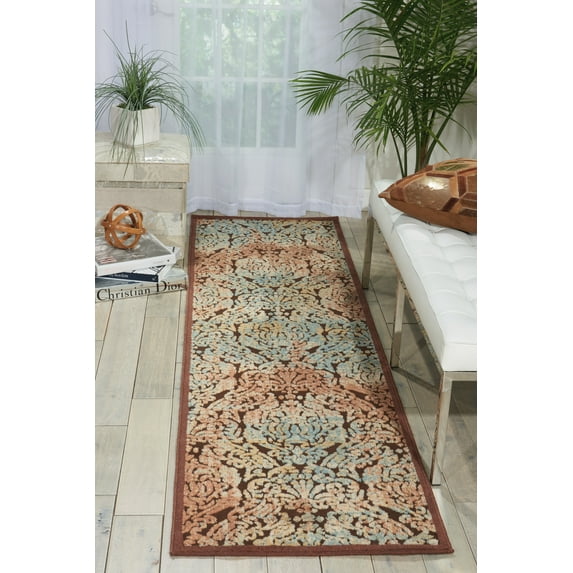 Nourison Graphic Illusions Contemporary Chocolate 1'11" x 7' Area Rug, (2x7)