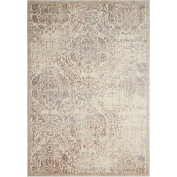 Nourison Graphic Illusions Damask Ivory 5'3" x 7'5" Area Rug, (5x7)
