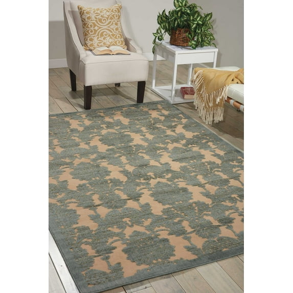 Nourison Graphic Illusions Teal Area Rug GIL03 3'6" x 5'6"