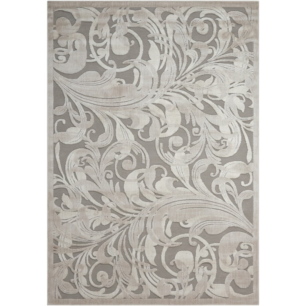 Ivory Floral Wool-Synthetic Blend 4' x 6' Area Rug