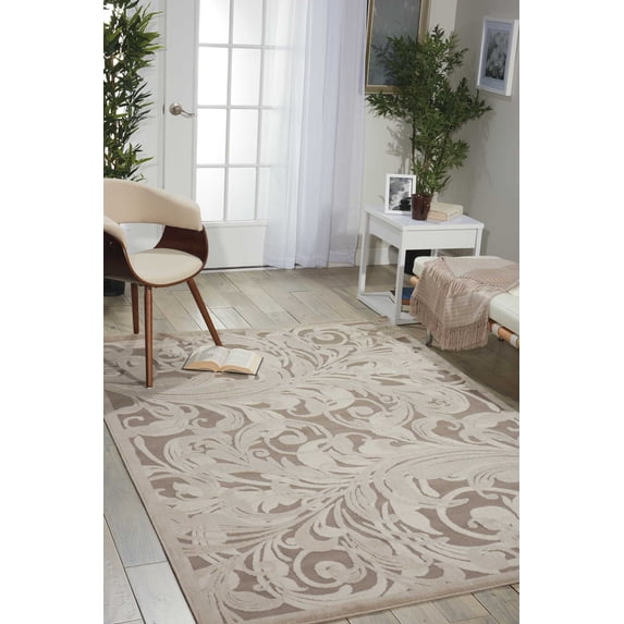 Nourison Graphic Illusions Floral Grey/Camel 2'3" x 8' Area Rug, (2x8)