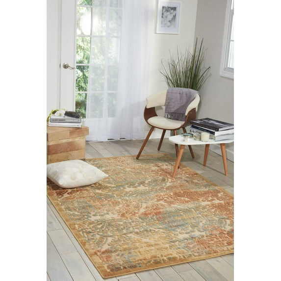 Nourison Graphic Illusions Light Gold Area Rug GIL09 7'9" x 10'10"