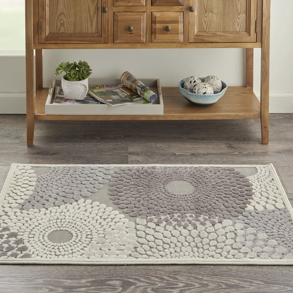 Nourison Graphic Illusions Modern Geometric Grey 2'3" x 3'9" Area Rug, (2' x 4')