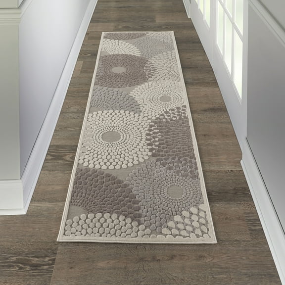 Nourison Graphic Illusions Modern Geometric Grey 2'3" x 8' Area Rug, (8' Runner)