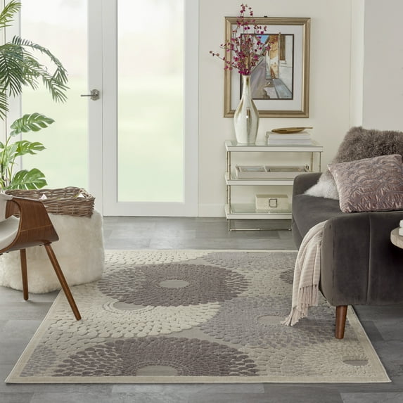 Nourison Graphic Illusions Modern Geometric Grey 3'6" x 5'6" Area Rug, (4' x 6')
