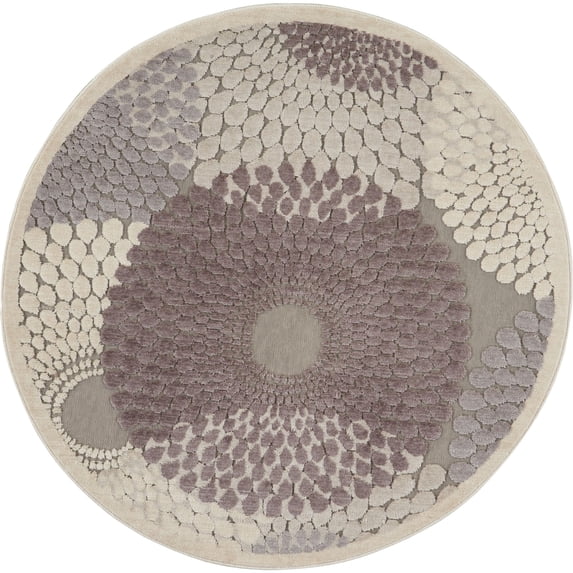 Nourison Graphic Illusions GIL04 Gray/Ivory/Blue Area Rug - 4' x 4'