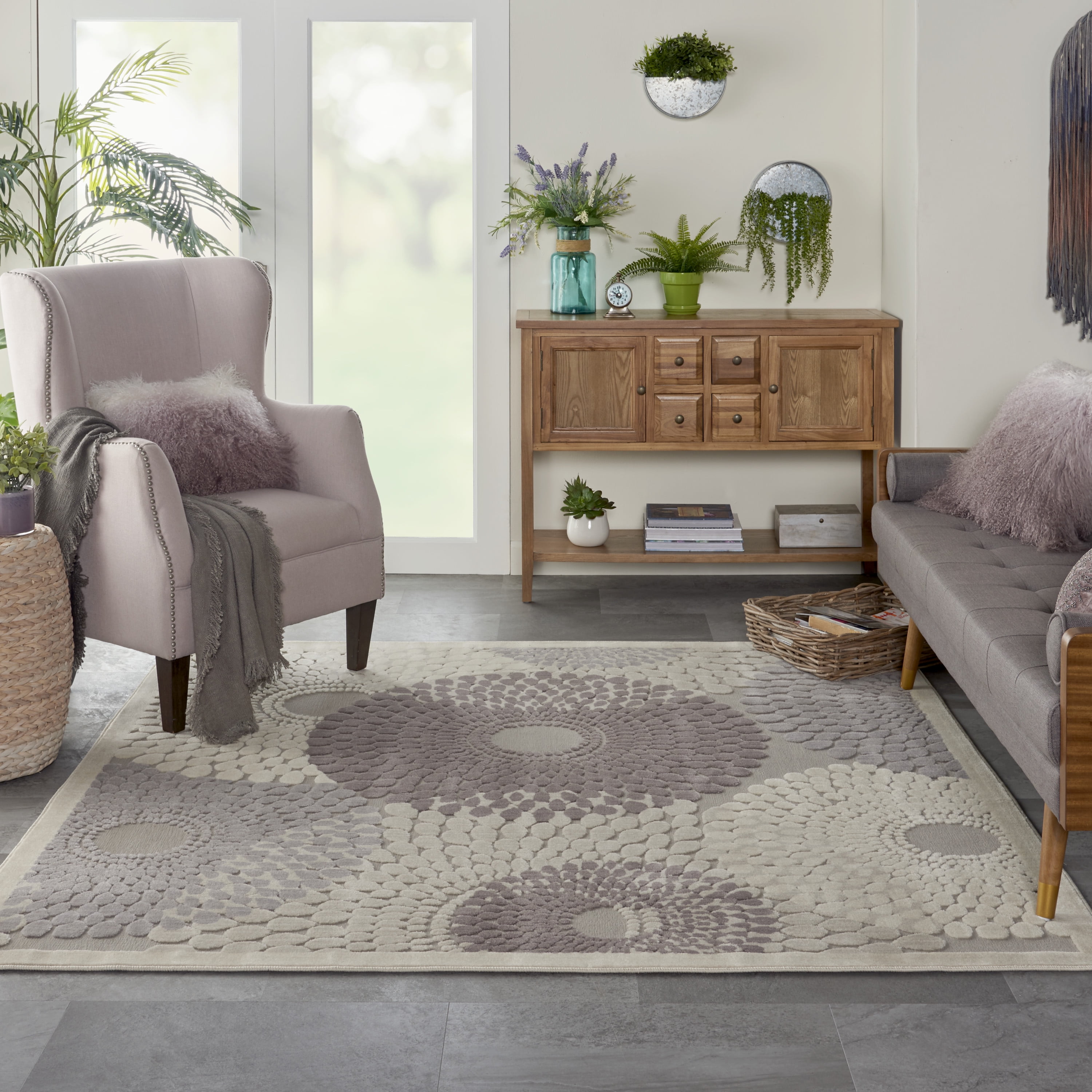 Grey Square Rug Nourison Graphic Illusions Modern Geometric Grey 6'7