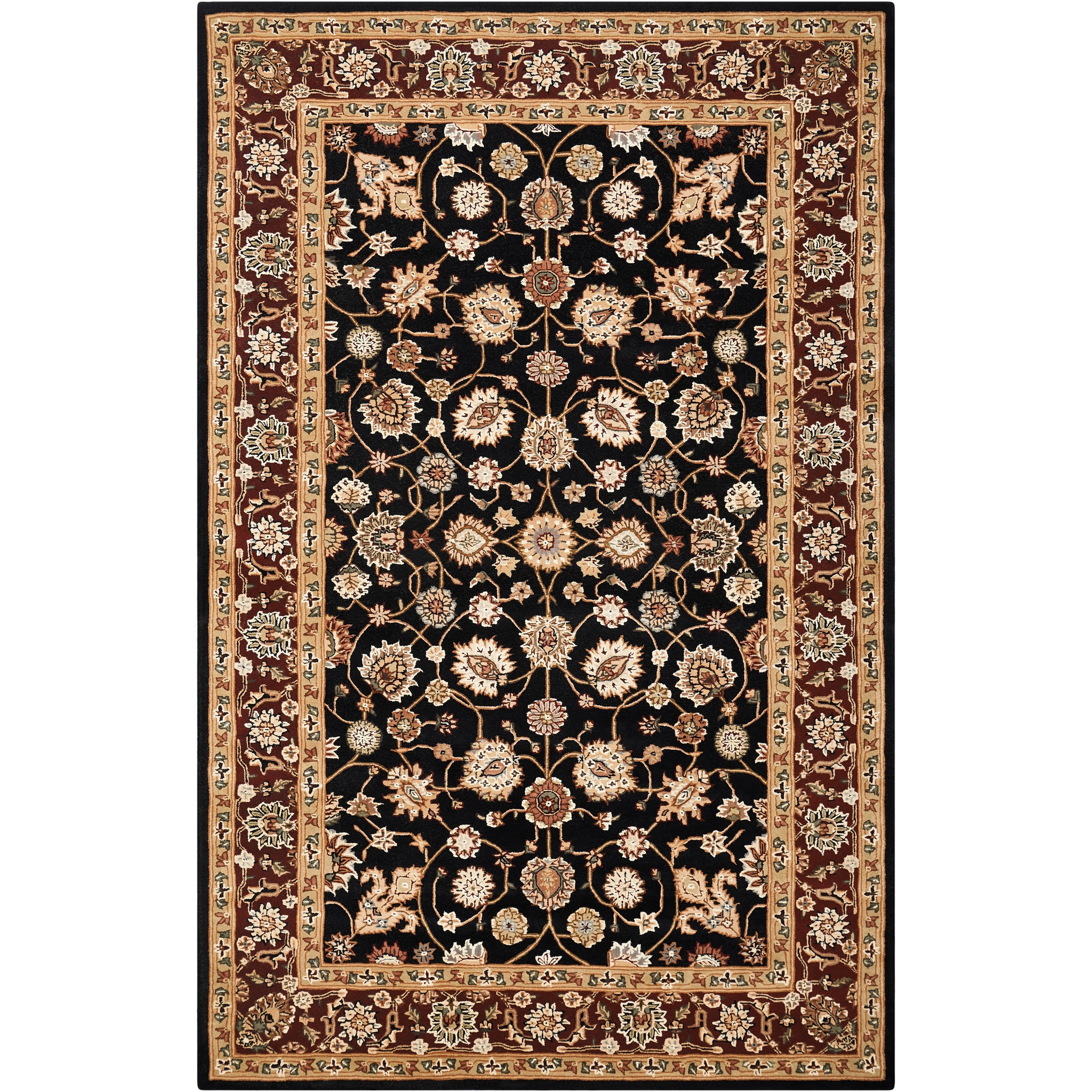 Elegance Noir Hand-tufted Wool & Silk Black Oval Area Rug