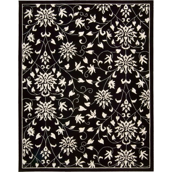 Nourison Hand-tufted Versailles Palace Floral Black/White Rug (3'6 x 5'6)