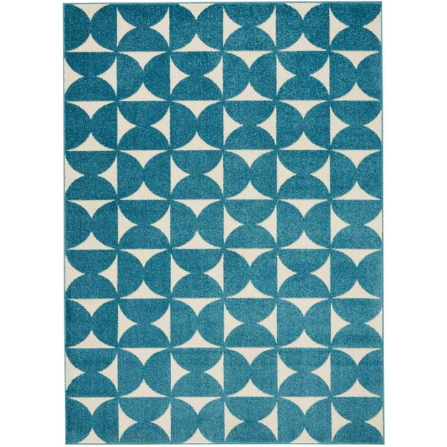 Nourison Harper Geometric Blue 4' x 6' Area Rug, (4x6)