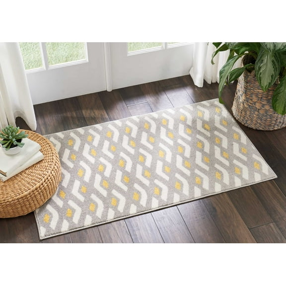 Nourison Harper Geometric Grey 2'2" x 3'9" Area Rug, (2x4)
