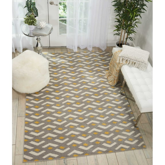 Nourison Harper Geometric Grey 5'3" x 7'3" Area Rug, (5x7)