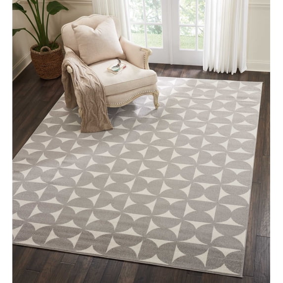 Nourison Harper Geometric Grey 8' x 10' Area Rug, (8x10)