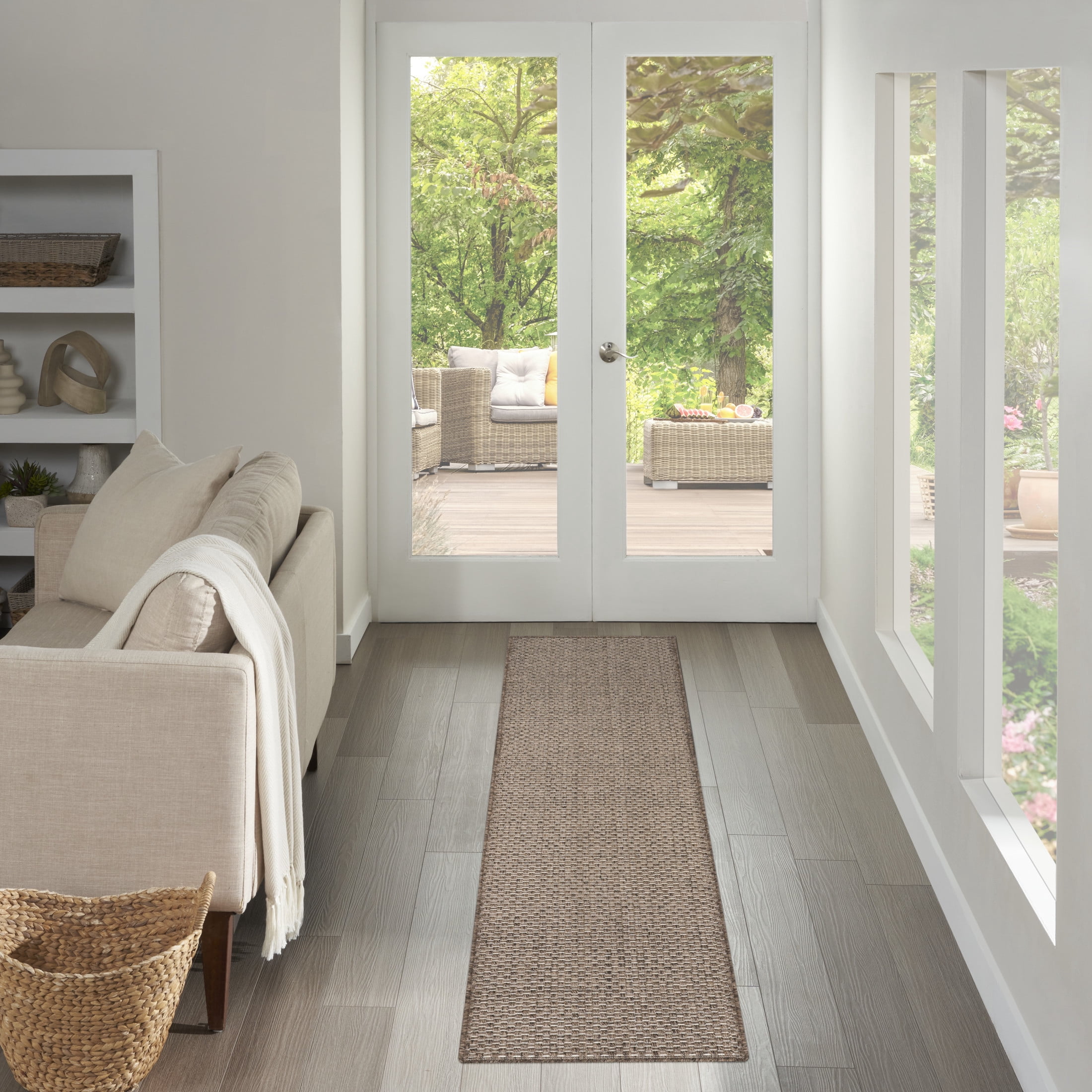 Nourison Tulum 2'2" x 10' Brown Outdoor Rug