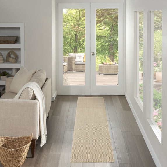 Nourison Tulum 2'2" x 10' Cream Outdoor Rug
