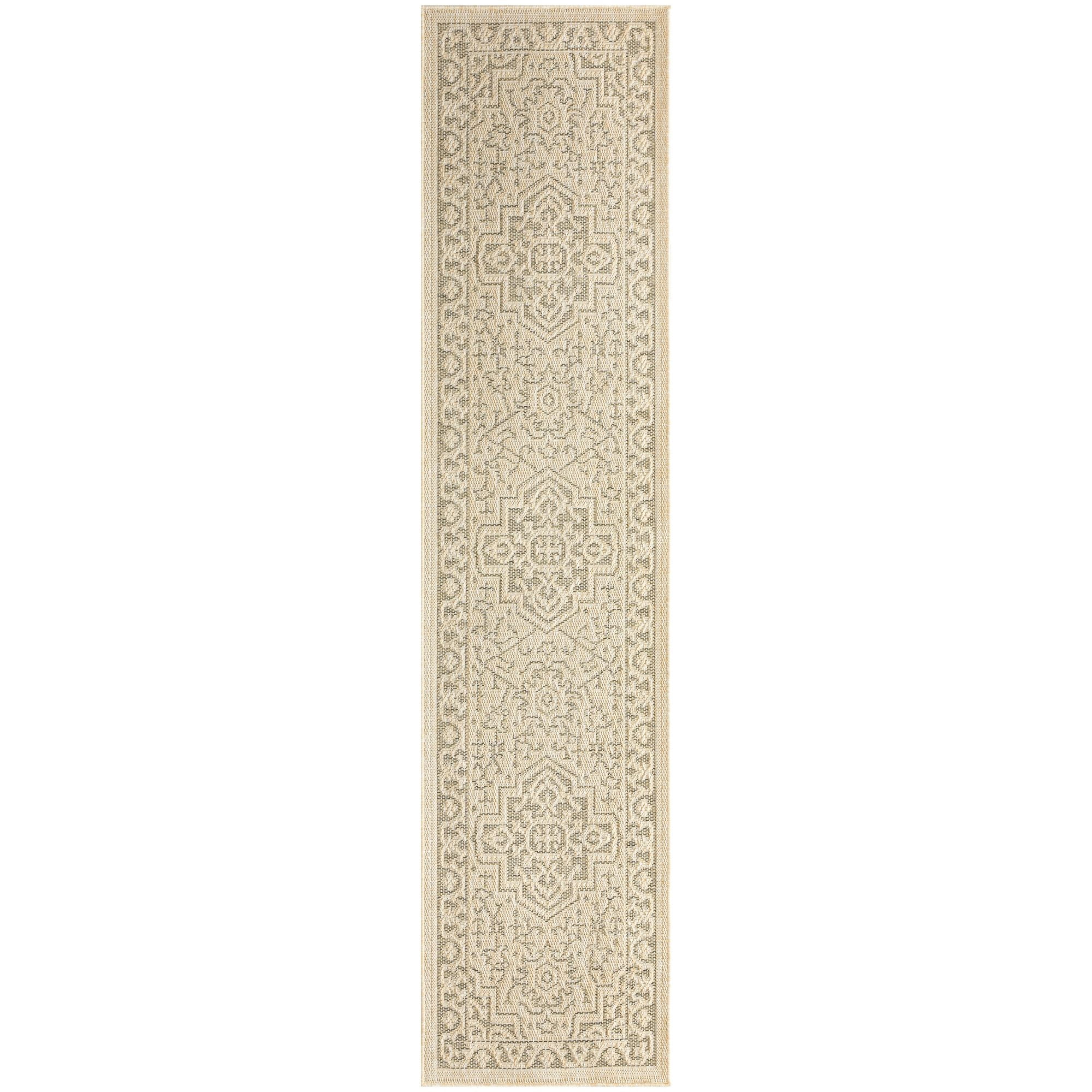 Nourison Tulum 2'2" x 8' Taupe Olive Indoor/Outdoor Rug