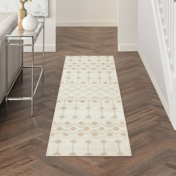 Nourison Grafix 2' x 6' Ivory Beige Bohemian Indoor Rug