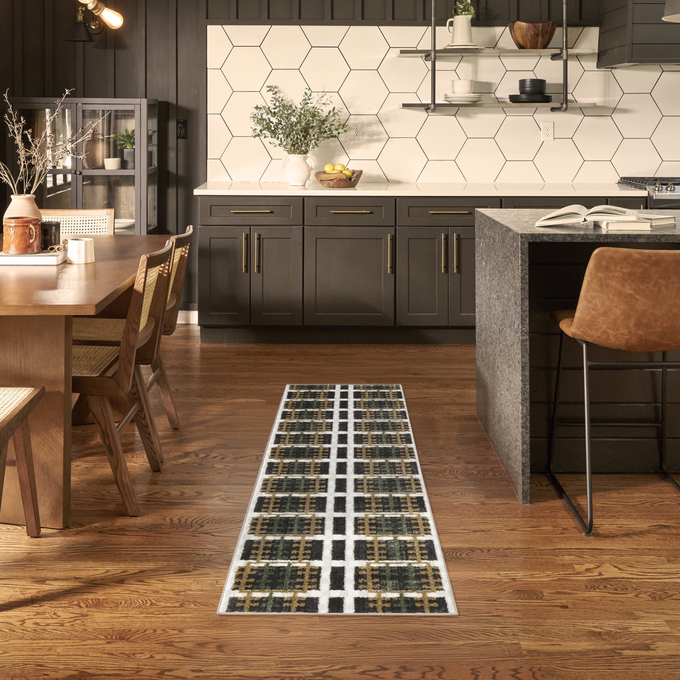 Nourison Nordic 2' x 6' Charcoal Multicolor Modern Indoor Rug