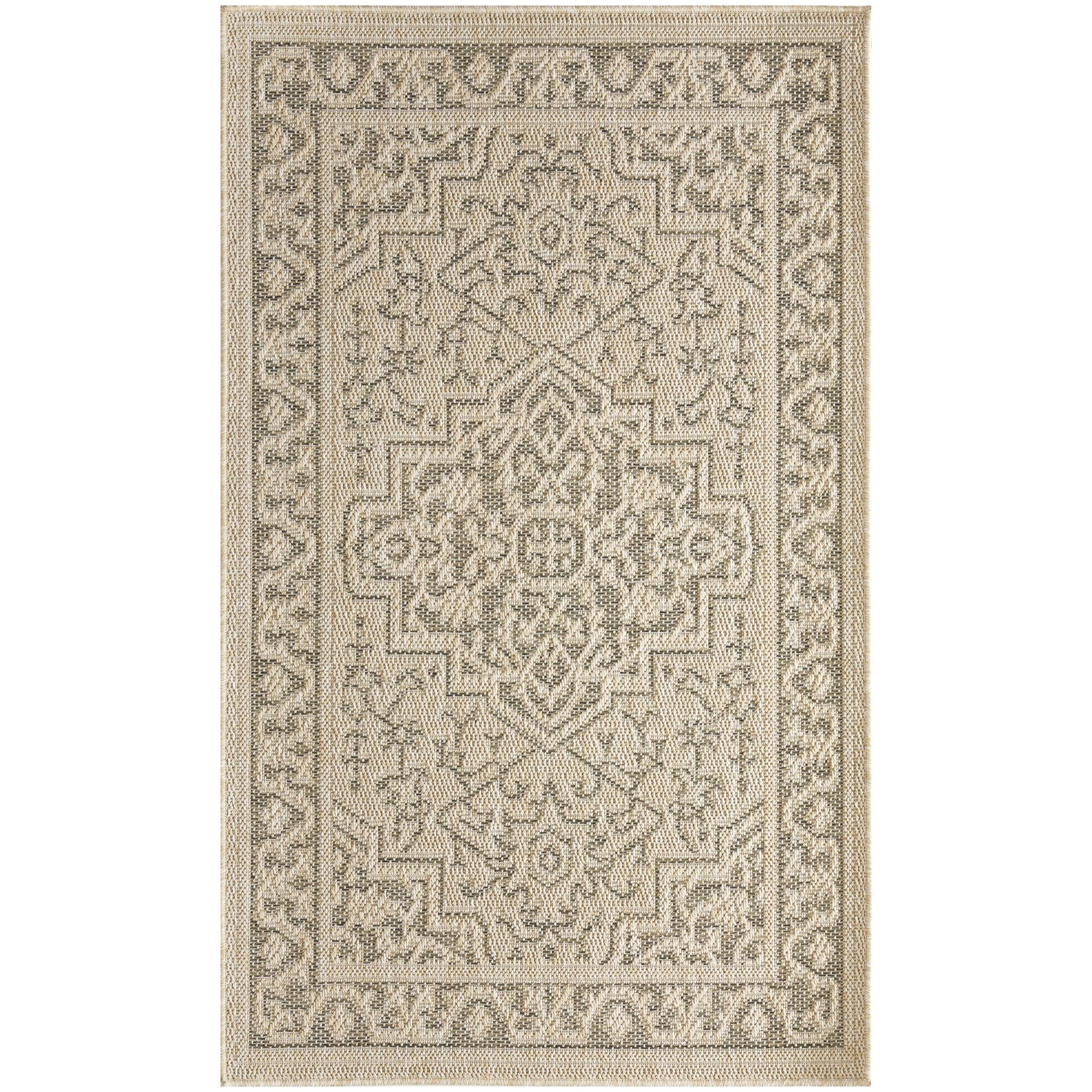 Nourison Tulum 3' x 5' Taupe Olive Indoor/Outdoor Rug