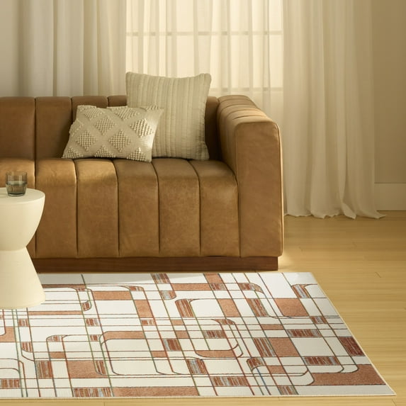 Nourison Nordic 4' x 6' Ivory Rust Mid-Century Modern Indoor Rug