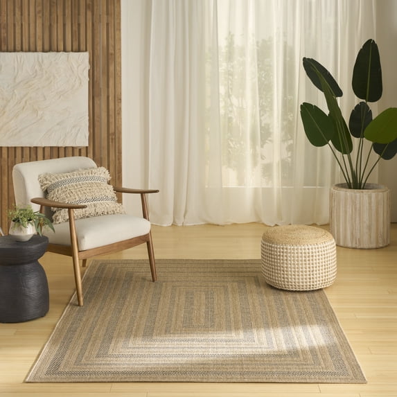 Nourison Tulum 4' x 6' Taupe Grey Outdoor Rug