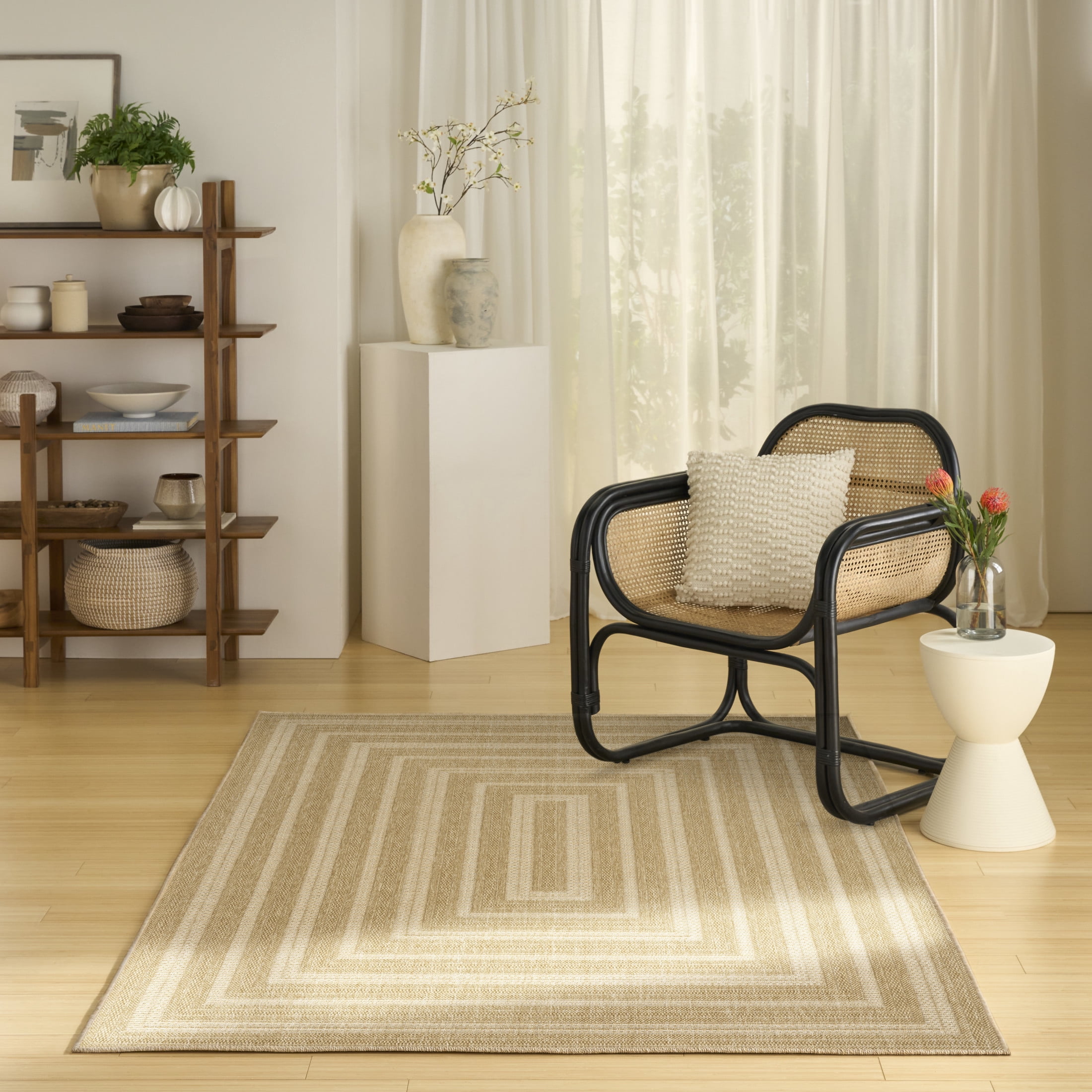Nourison Tulum 4' x 6' Taupe Ivory Outdoor Rug