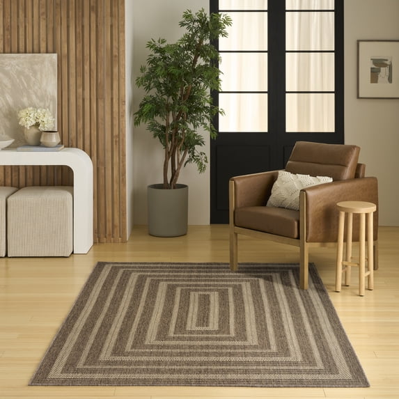 Nourison Tulum 5'3" x 7' Brown Outdoor Rug