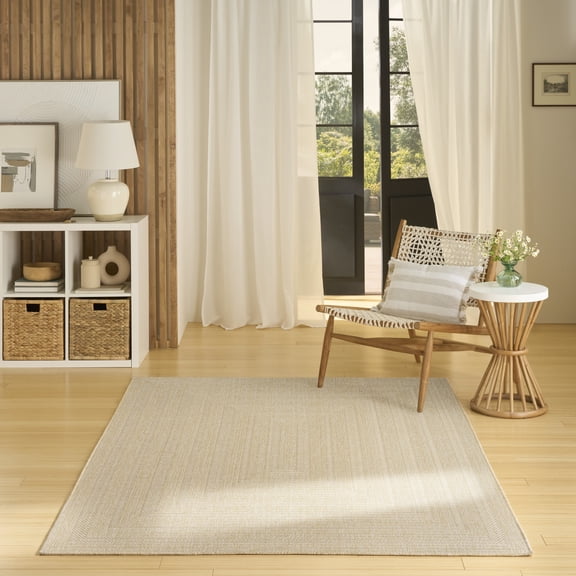 Nourison Tulum 5'3" x 7' Cream Outdoor Rug