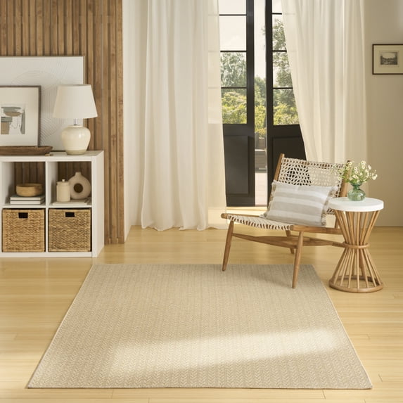 Nourison Tulum 5'3" x 7' Cream Outdoor Rug