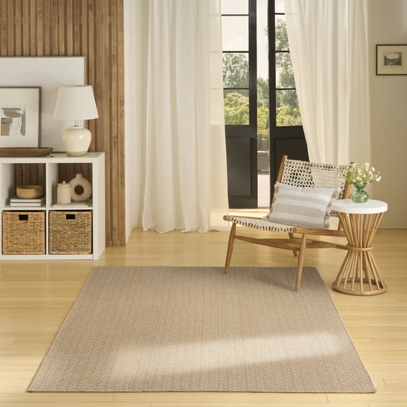 Nourison Tulum 5'3" x 7' Taupe Outdoor Rug