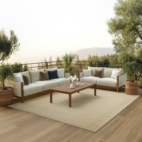 Nourison Tulum 6' x 9' Taupe Ivory Outdoor Rug