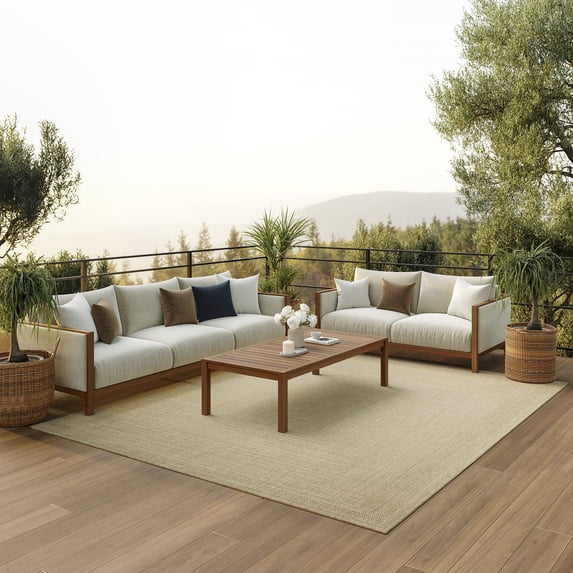 Nourison Tulum 6' x 9' Taupe Ivory Outdoor Rug