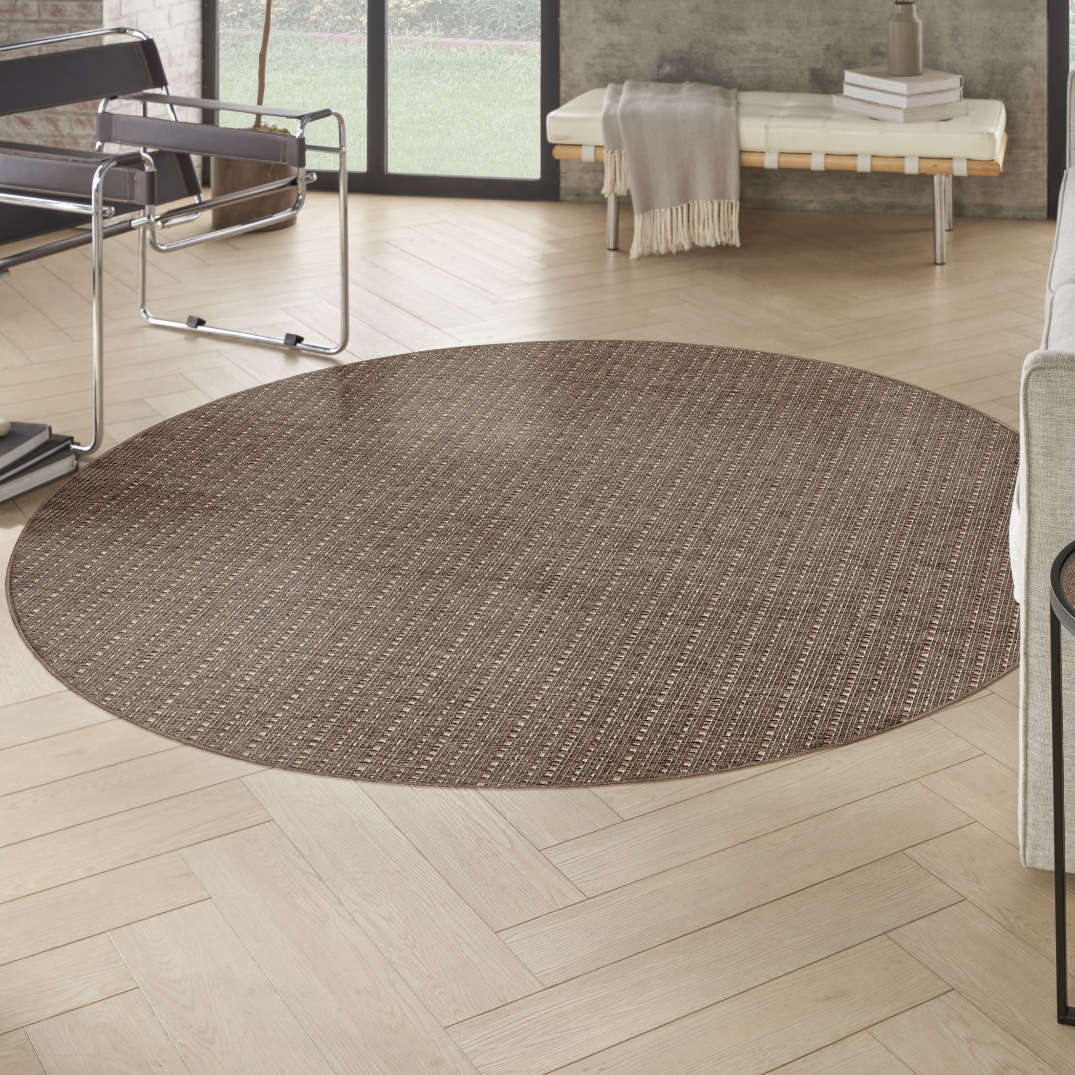 Tulum Outdoor Rug Nourison Tulum 8' x Round Brown Outdoor Rug - Walmart.com