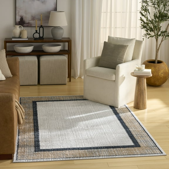 Nourison Dekor 5'3" x 7' Grey Navy Modern Indoor Rug